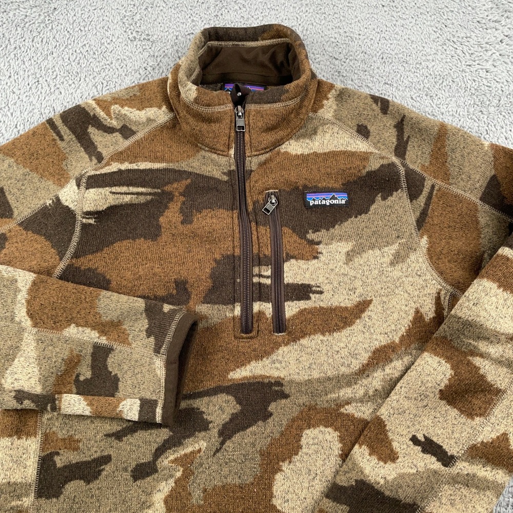 Patagonia Pullover Mens Small Camo Better Sweater 1/4 Zip Fleece Outdoor Hiking